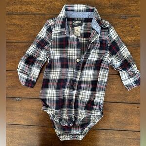 OshKosh B'gosh Navy and Red Plaid Bodysuit